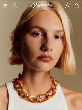 Sezane Thibault Polished Gold Link Necklace